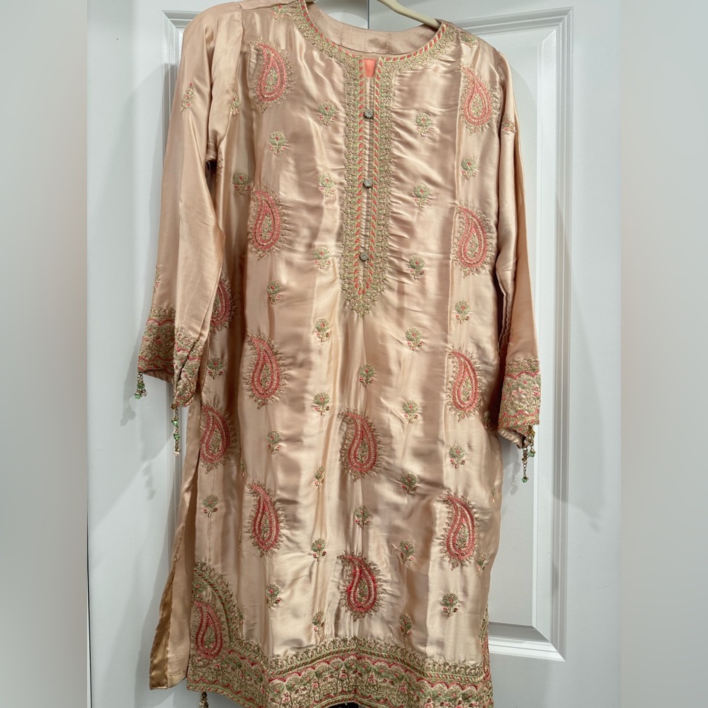 S O L D! Embroidered Silk 3 piece dress/ pakistani indian